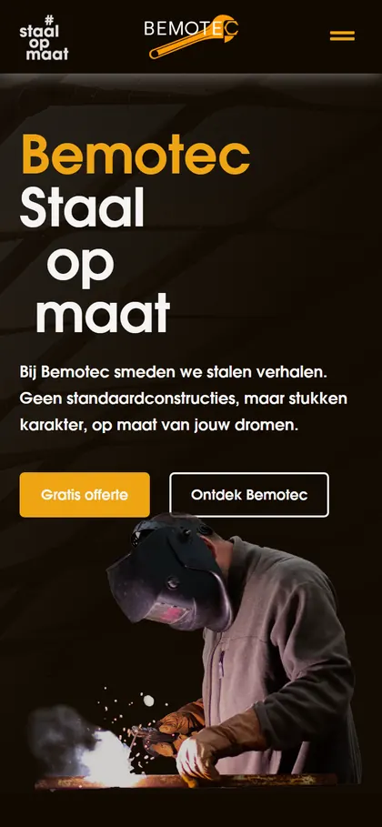 De website van Bemotec op een gsm