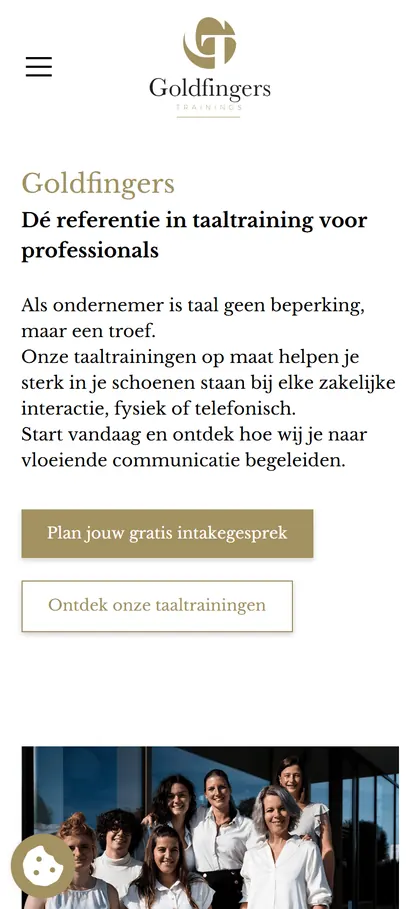 De website van Goldfingers op een gsm