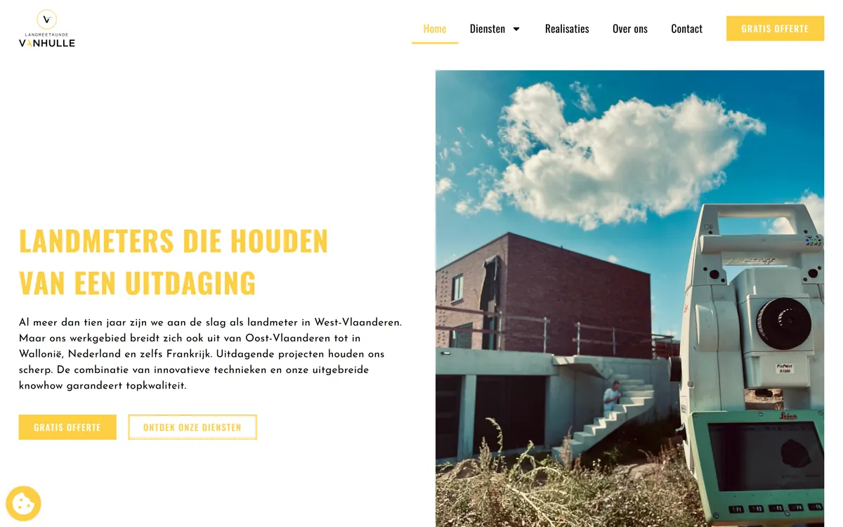 Website van Landmeetkunde Vanhulle