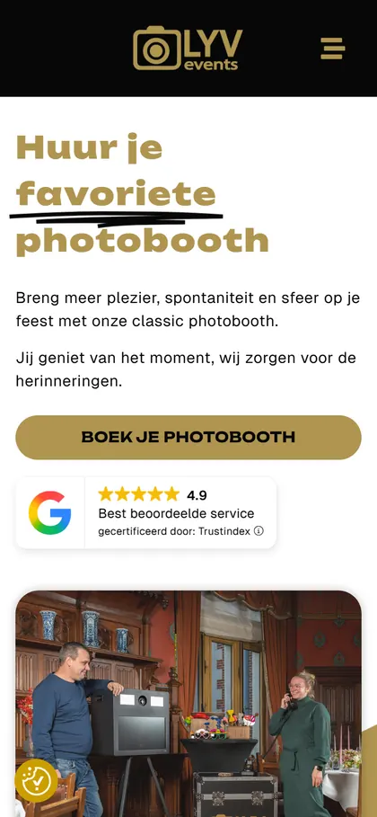 De website van LYV-events op een gsm